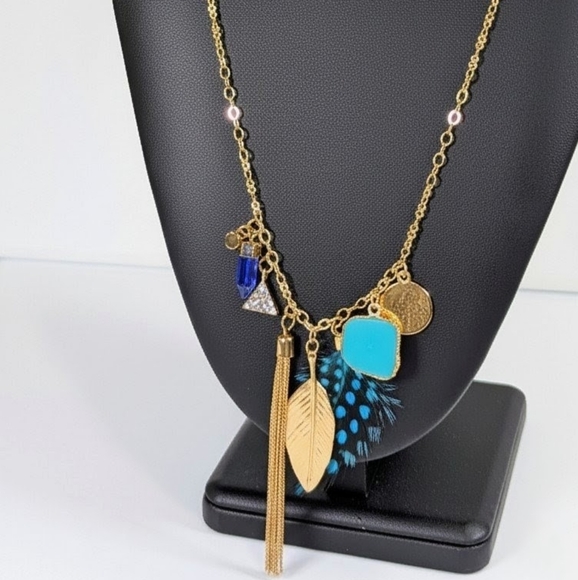 paparazzi Jewelry - Boho Charm Feather Tassel Necklace & Earring Set